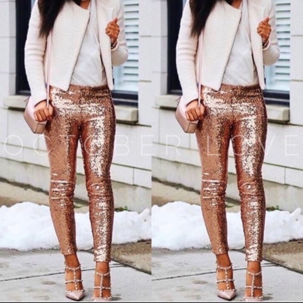 REDUCED 1 Left  Gold Sequin Pants